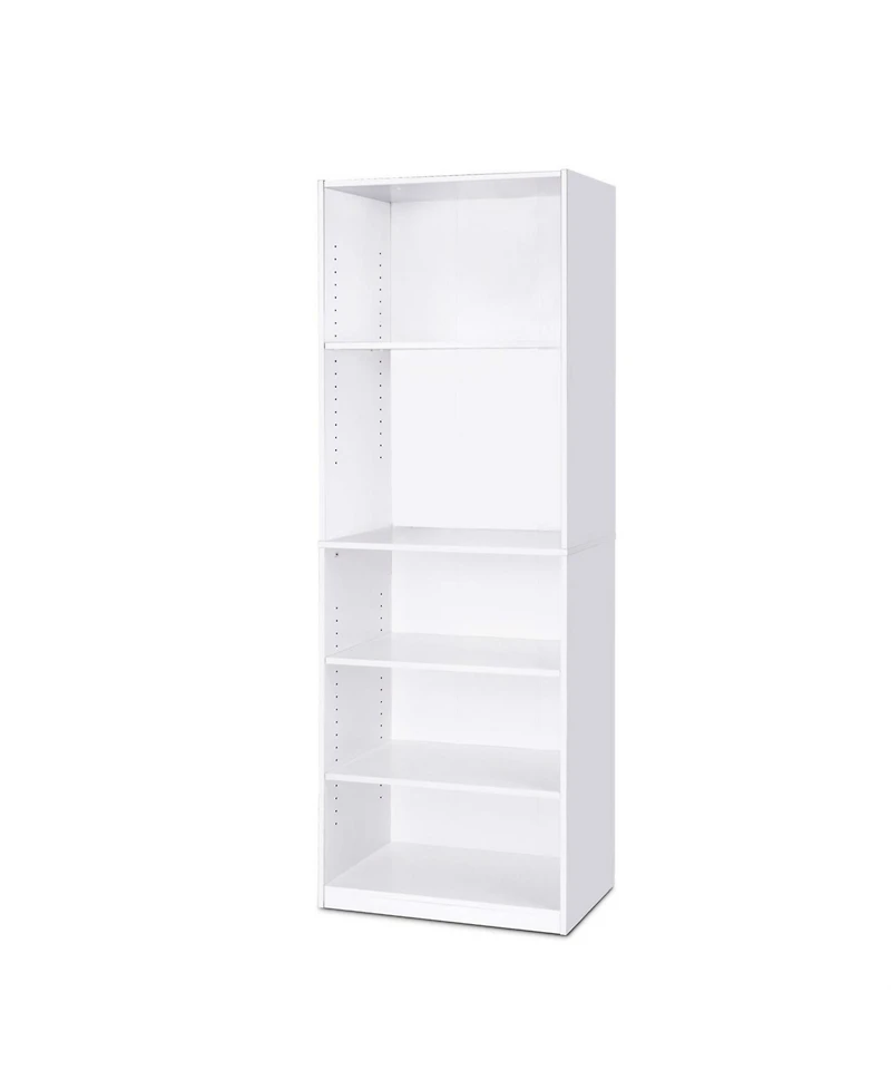 Modern 5-Shelf Bookcase for Storage and Display in Living Room or Office