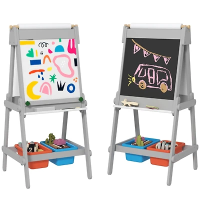 Qaba Double Sided Art Easel for Toddlers with board & Chalkboard
