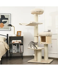 Gymax 68.5'' Cat Tree Condo 4-Layer Wooden Kitten Activity Tower w/ Sisal Posts