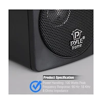 Pyle 3" Mini Cube Bookshelf Speakers, Full Range, 100W Power, Black (Pair)