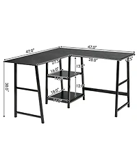 Gouun L-Shaped Corner Computer Desk with Spacious Desktop and Storage Shelves