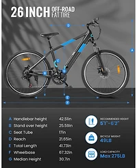Gyroor 350W Electric Bike 26" Electric Mountain Bike for Adults