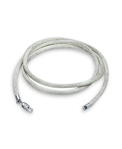 Bling Jewelry Soft Thin Satin Silk Cord Strand Necklace For Pendant Layering .925 Sterling Silver