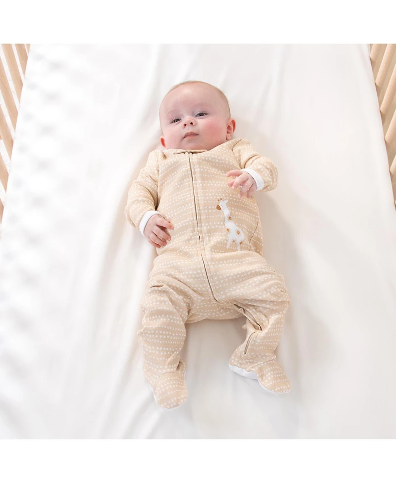 The Peanutshell Baby Boys 3pk Cotton Sleeper Set Girl, Serene Safari