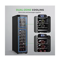 NutriChef Wine Chilling Refrigerator, 27-Bottle Capacity, Digital Touch Control, Compressor Fan Cooling