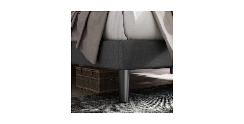 Slickblue Linen Upholstered Platform Bed with Button-Tufted Headboard