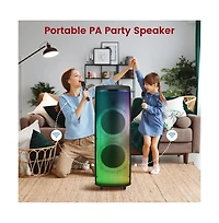 Pyle Dual 12" Bluetooth Portable Pa Party Speaker with Led Lights, Rechargeable Battery & Fm Radio