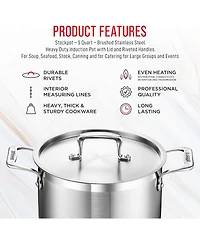 Bakken-Swiss 5-Quart Brushed Stainless Steel Stockpot with Lid – Heavy-Duty Induction Pot with Riveted Handles – Ideal for Soup, Seafood