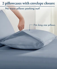100% Organic Cotton Pillow Cases King Set Of 2, Soft & Cooling Percale Weave Pillowcases with envelope closure by California Design Den