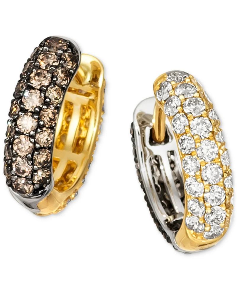 Le Vian Chocolate Diamond & Nude Diamond Mismatch Small Hoop Earrings (1-3/8 ct. t.w.) in 14k Two-Tone Gold, 0.625"