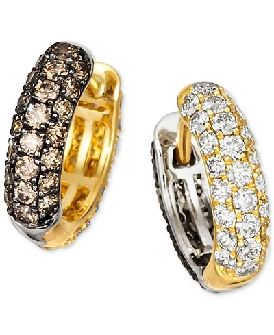Le Vian Chocolate Diamond & Nude Diamond Mismatch Small Hoop Earrings (1-3/8 ct. t.w.) in 14k Two-Tone Gold, 0.625"