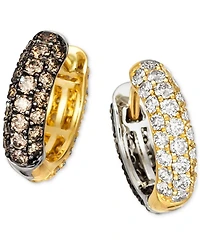 Le Vian Chocolate Diamond & Nude Diamond Mismatch Small Hoop Earrings (1-3/8 ct. t.w.) in 14k Two-Tone Gold, 0.625"