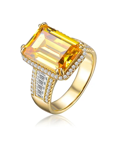 Elegant Sterling Silver Cubic Zirconia 14K Gold Plated Ring