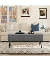 gaomon 47.7'' Mid-century Modern Upholstered Storage Bench with Solid Wood Legs