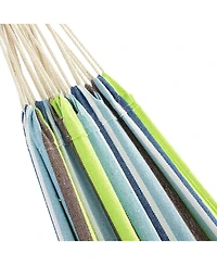 Slickblue Portable Stripe Cotton Hammock with Metal Stand and Carry Case