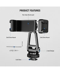 Neewer Metal Phone Tripod Mount with Cold Shoe Mounts, Freely Adjustable Joints Universal Phone Holder Compatible with iPhone 15 Pro Max Samsung Galax