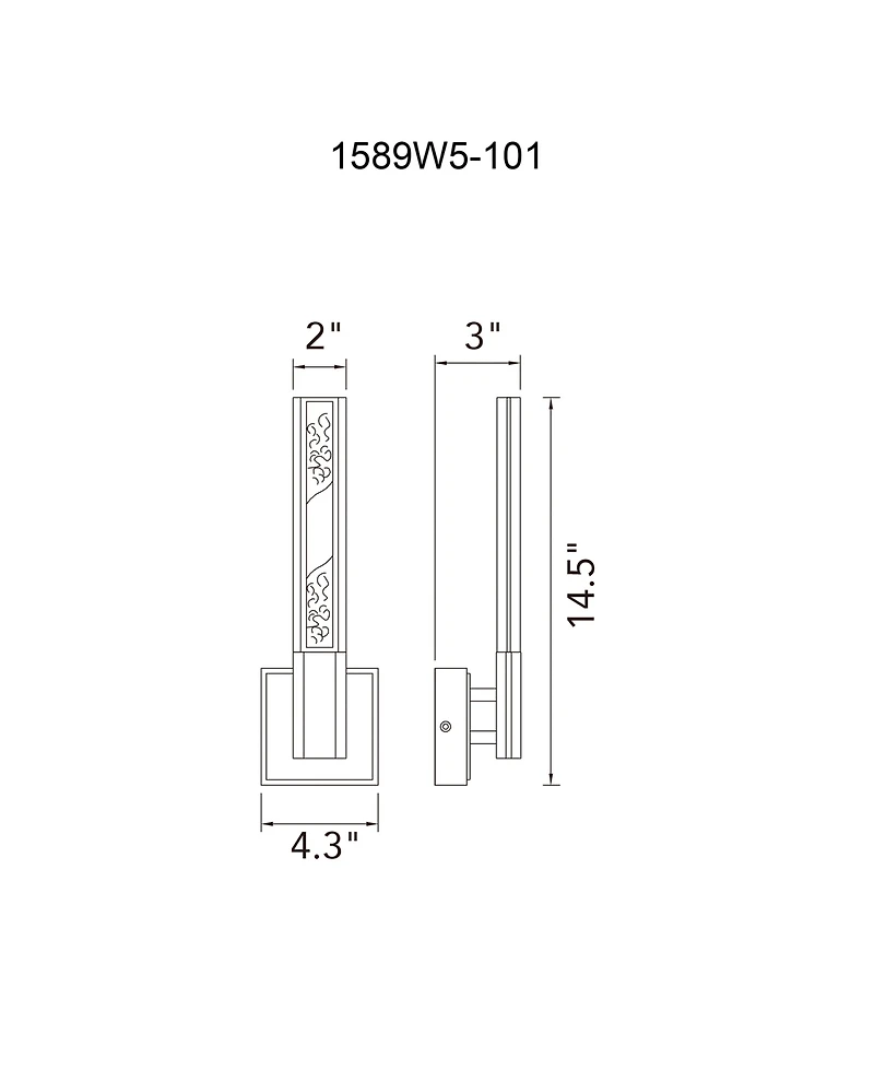 Cwi Lighting 14.5" Metal Greta Integrated Led Wall Light