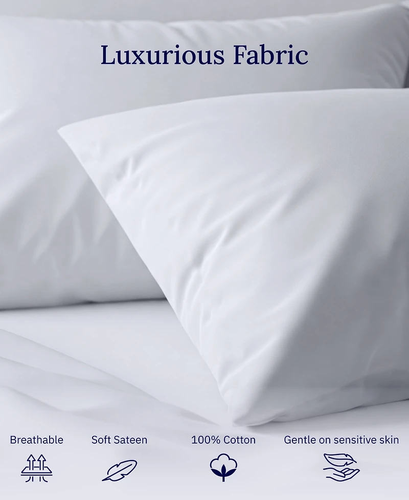 Pillowcase Set - 400 Thread Count, 100% Cotton Sateen, of 2 Pillow Covers, Breathable, Cooling