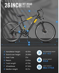 Gyroor 550W Electric Bike 26" Electric Mountain Bike for Adults, 48V Built-in Hidden Removable Battery, Up to 50 Miles with Shimano 21 Speed City Comm