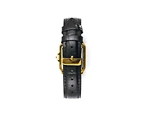 Peugeot Women's 14K Gold-Plated 32mm Tank Shape Leather Strap Watch