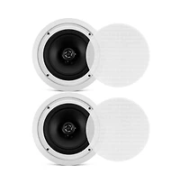 Pyle 8” Home In-Wall / Ceiling Speakers with 70V Transformer, 2-Way Stereo, Flush Mount