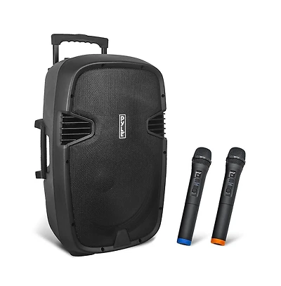 Pyle 1600 Watt, 15" Bluetooth Pa Speaker-Indoor/Outdoor Portable Sound System with (2) Uhf Wireless Microphones Rechargeable Battery, Audio Recor