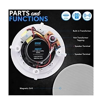 Pyle 5.25” In-Wall / In-Ceiling Speaker with 70V Transformer Tapping - 2-Way Full-Range Stereo Sound, Flush Mount Design (300W Max)