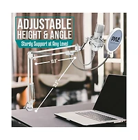 Pyle Usb Podcast Microphone Kit, Cardioid Condenser, with Shock Mount, Boom Arm, and Pop Filter