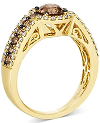 Le Vian Chocolate Diamond & Nude Diamond Halo Triple Row Ring (1-3/8 ct. t.w.) in 14k Gold