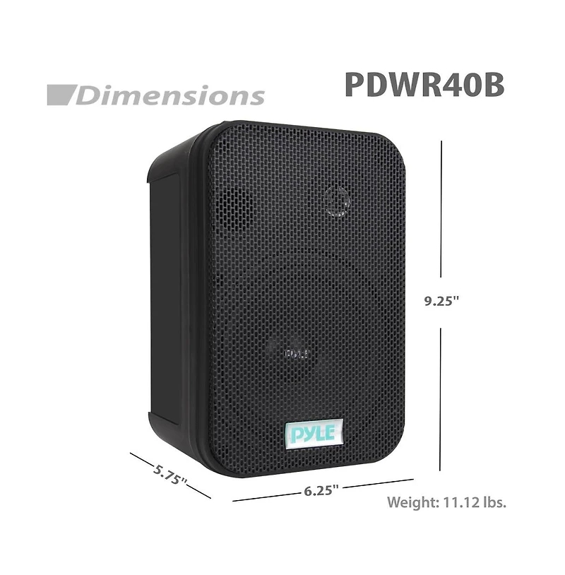 Pyle 5.25" Indoor/Outdoor Waterproof Speakers - 400W Max Power, Bass Reflex Vent, Marine Grade Construction