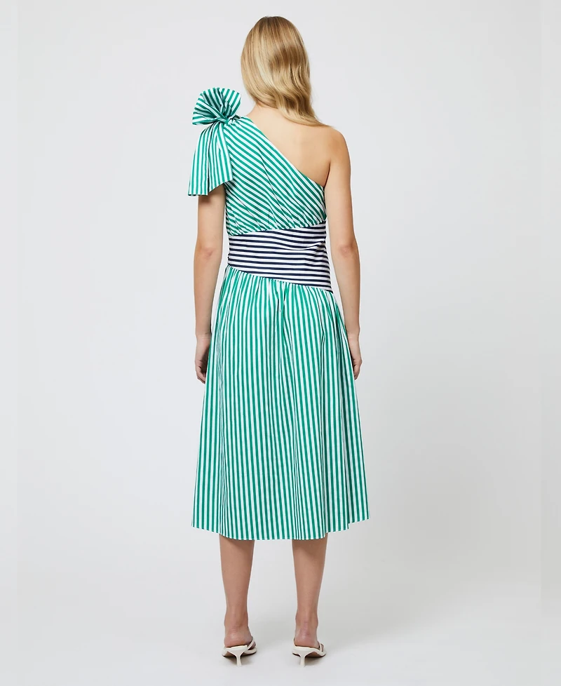 French Connection Women's Alexis Cotton One-Shoulder Striped Dress