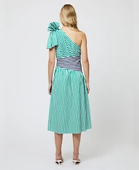 French Connection Women's Alexis Cotton One-Shoulder Striped Dress