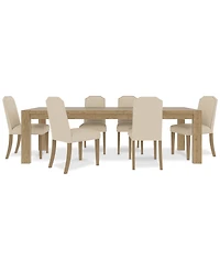 7pc Dining Set (Davie Rectangular Table & 6 Hinsen Chairs)