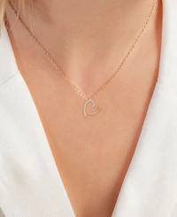 Cubic Zirconia Double Heart Pendant Necklace Sterling Silver, 18" (Also Available 14k Gold and Rose Plated Silver)