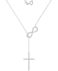 Macy's Cubic Zirconia Infiniti and Cross Dangling Necklace in Sterling Silver