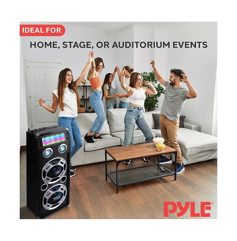 Pyle 1000W Disco Jam Bluetooth Speaker System with Flashing Dj Lights, Usb/Sd Card Readers, Fm Radio & 3.5mm Aux Input