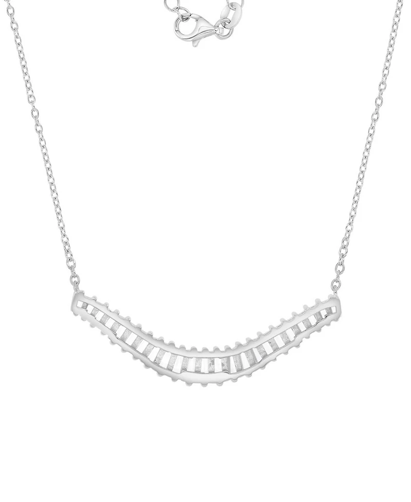 Cubic Zirconia Baguette Graduated 18" Pendant Necklace in Sterling Silver