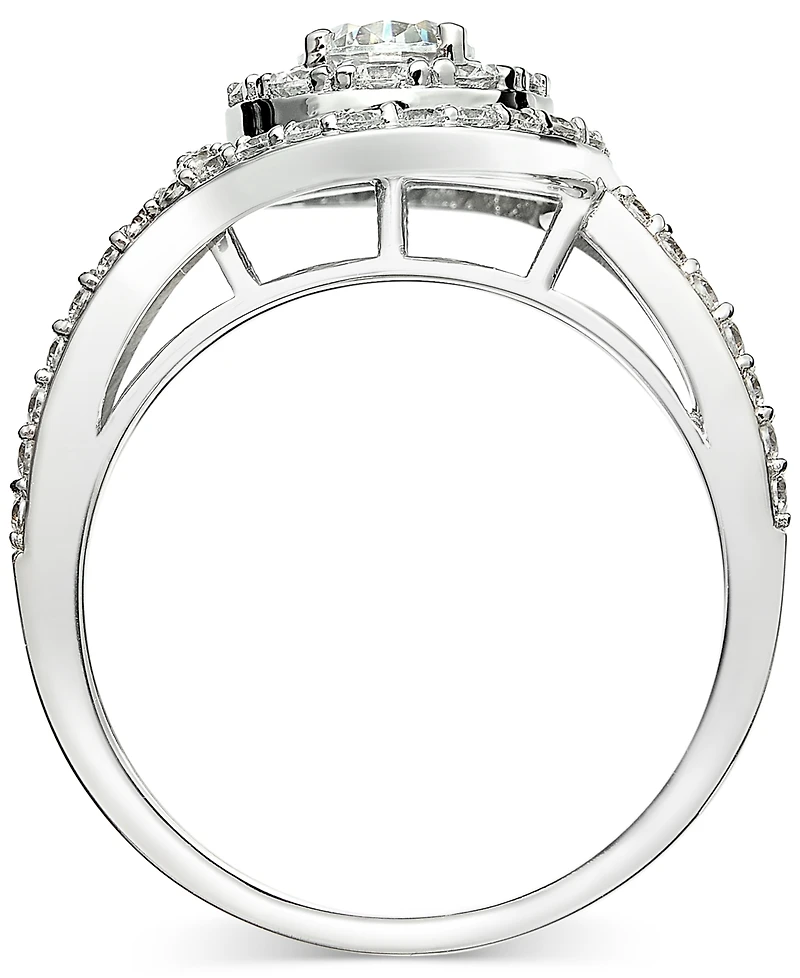 Diamond Swirl Halo Engagement Ring (1-3/8 ct. t.w.) in 14k White Gold