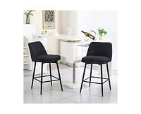 Set of 2 Counter Height Bar Stools, 360° Swivel Upholstered Barstools with Metal Legs-The Pop Home