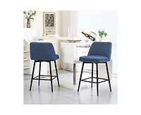 Set of 2 Swivel Counter Height Stools, 25.6" Upholstered Kitchen Island Chairs with Metal Legs & 360° Rotation-The Pop Home