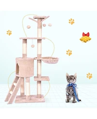 Gymax 56'' Cat Tree Kitten Pet Play House Furniture Condo Scratching Posts Ladder