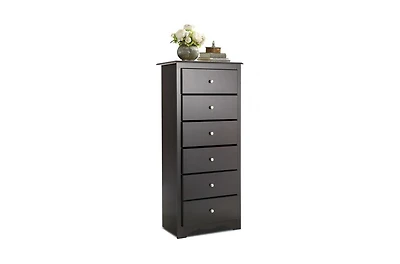 6-Drawer Tall Wooden Dresser Chest – Vertical Storage Cabinet for Bedroom, Closet, or Entryway Organization