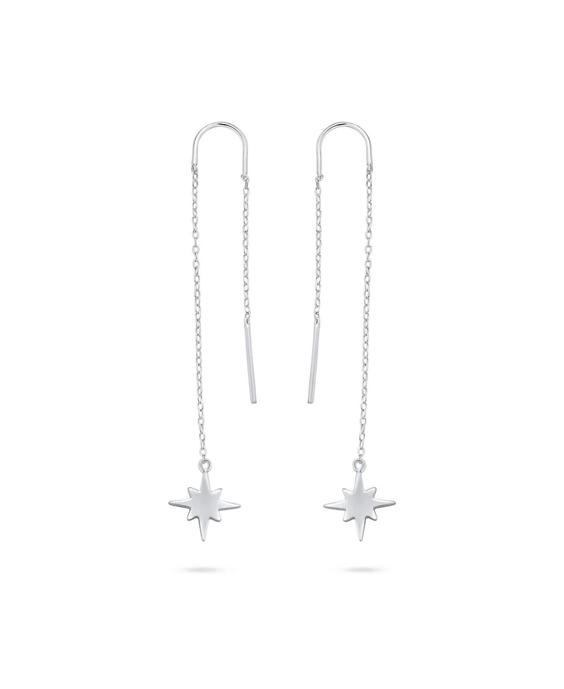 Bling Jewelry Minimalist Celestial Dangle Earrings North Star Threader in Sterling Silver