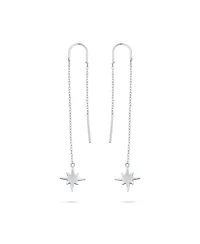 Bling Jewelry Minimalist Celestial Dangle Earrings North Star Threader in Sterling Silver