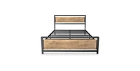 Slickblue Industrial Wood Platform Bed Frame with Headboard and Footboard for Modern Bedroom Decor