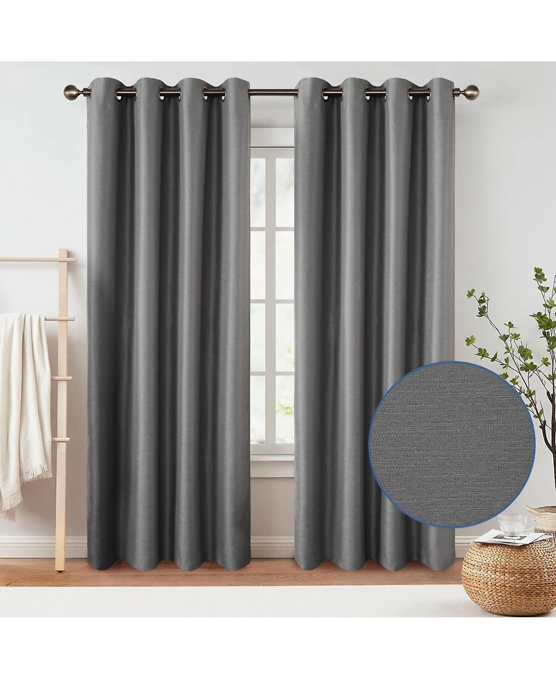 Texture Room Darkening Grommet Curtains Pair