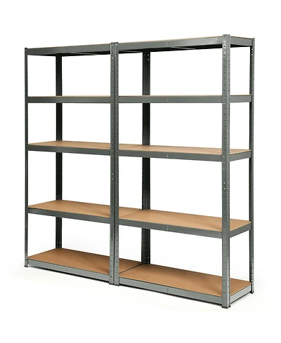 Gymax 2PCS 72'' Metal 5-Tier Garage Storage Rack Shelf Adjustable Freestanding