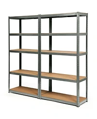 Gymax 2PCS 72'' Metal 5-Tier Garage Storage Rack Shelf Adjustable Freestanding