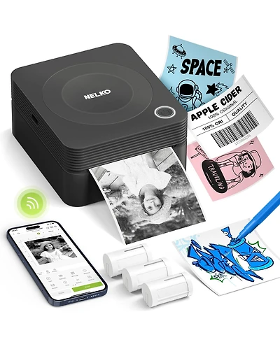 Sticker Printer, PM230 Mini Thermal Printer Bluetooth Portabel Maker with 3 Rolls of Paper, Print Pods Multiple Templates fo