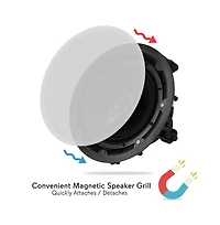 Pyle 8" In-Wall/In-Ceiling 2-Way Full Range Stereo Speakers with Magnetic Grill (600W Max)